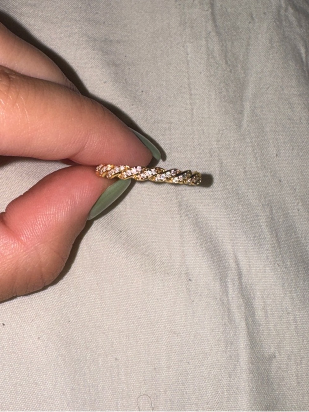 Delicate Gold Twisted Crystal Band - Unbranded